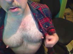 Huge Nipples in Flannel Shirt